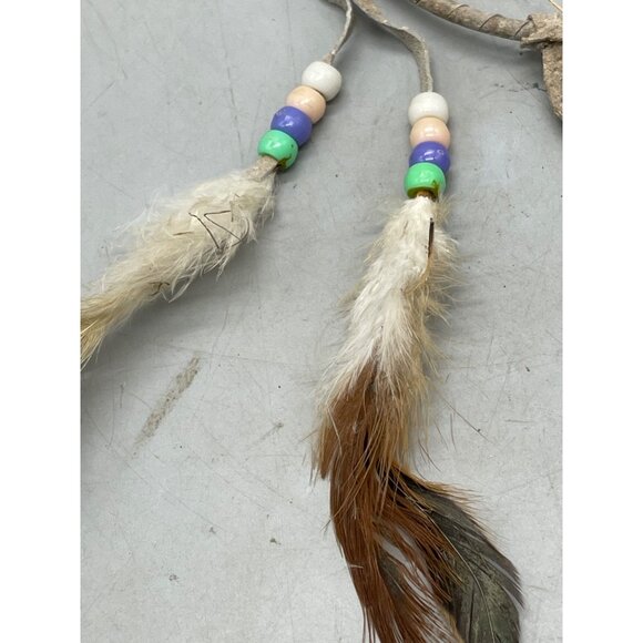 Dream catcher string beads feathers leather purple white READ - Picture 3 of 4